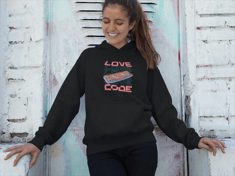 Code Love: Illuminated Keyboard Design Hoodie - Emergence Forge