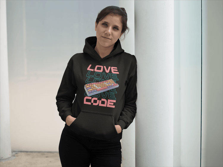 Code Love: Illuminated Keyboard Design Hoodie - Emergence Forge