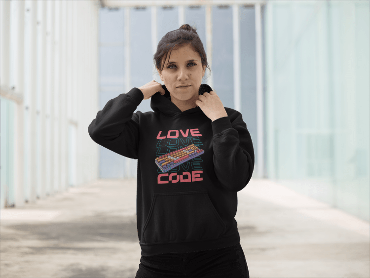 Code Love: Illuminated Keyboard Design Hoodie - Emergence Forge