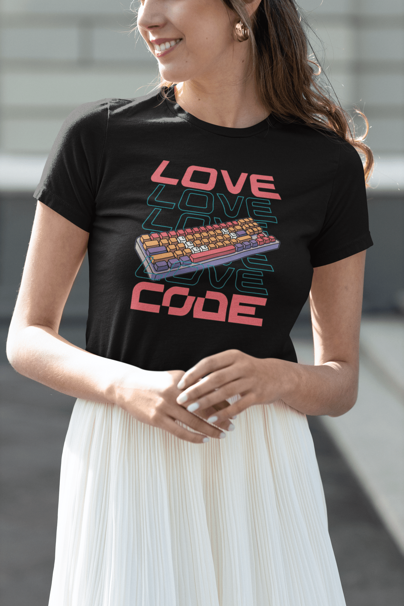 Code Love: Illuminated Keyboard Design T-Shirt - Emergence Forge