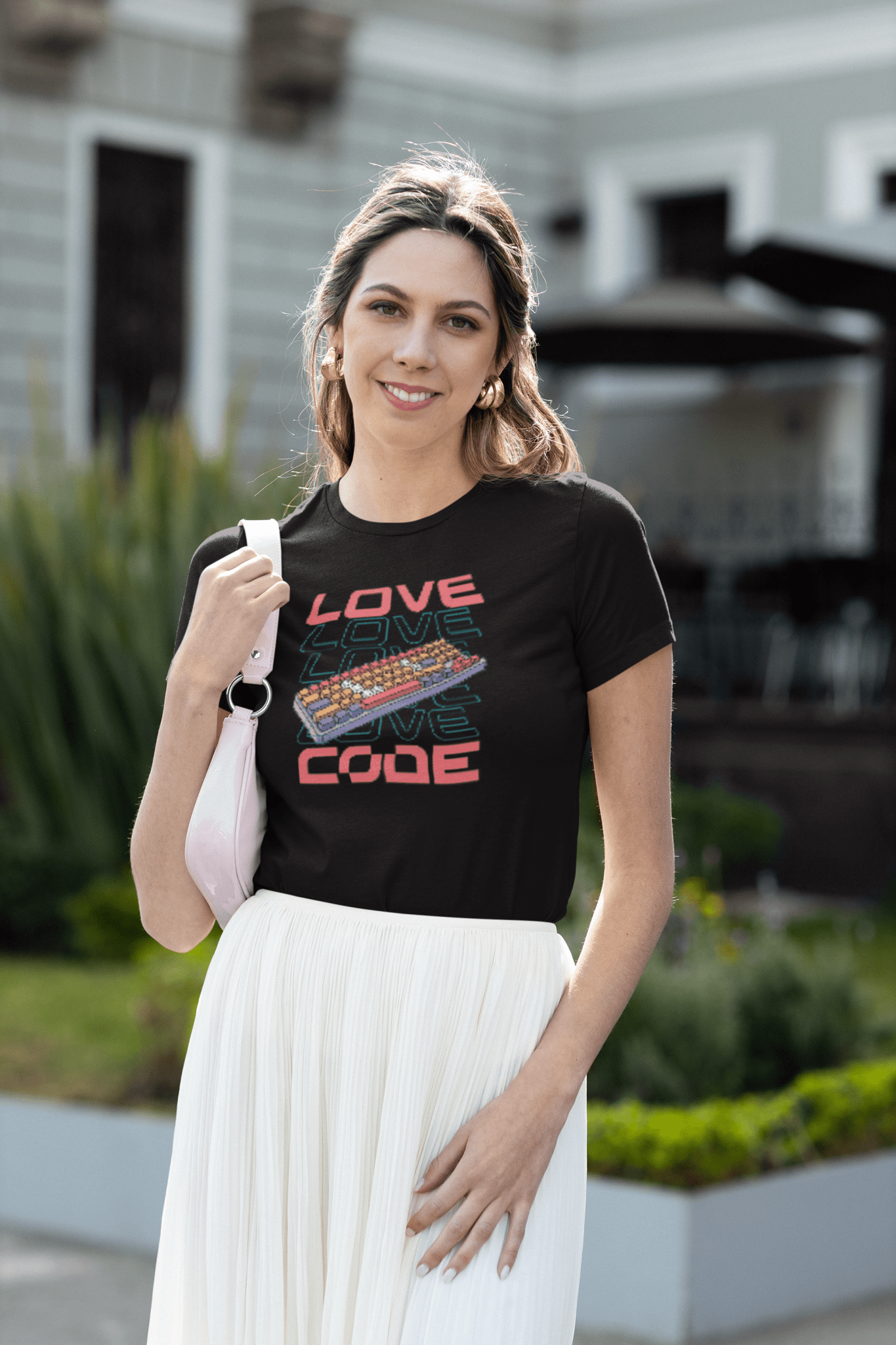 Code Love: Illuminated Keyboard Design T-Shirt - Emergence Forge