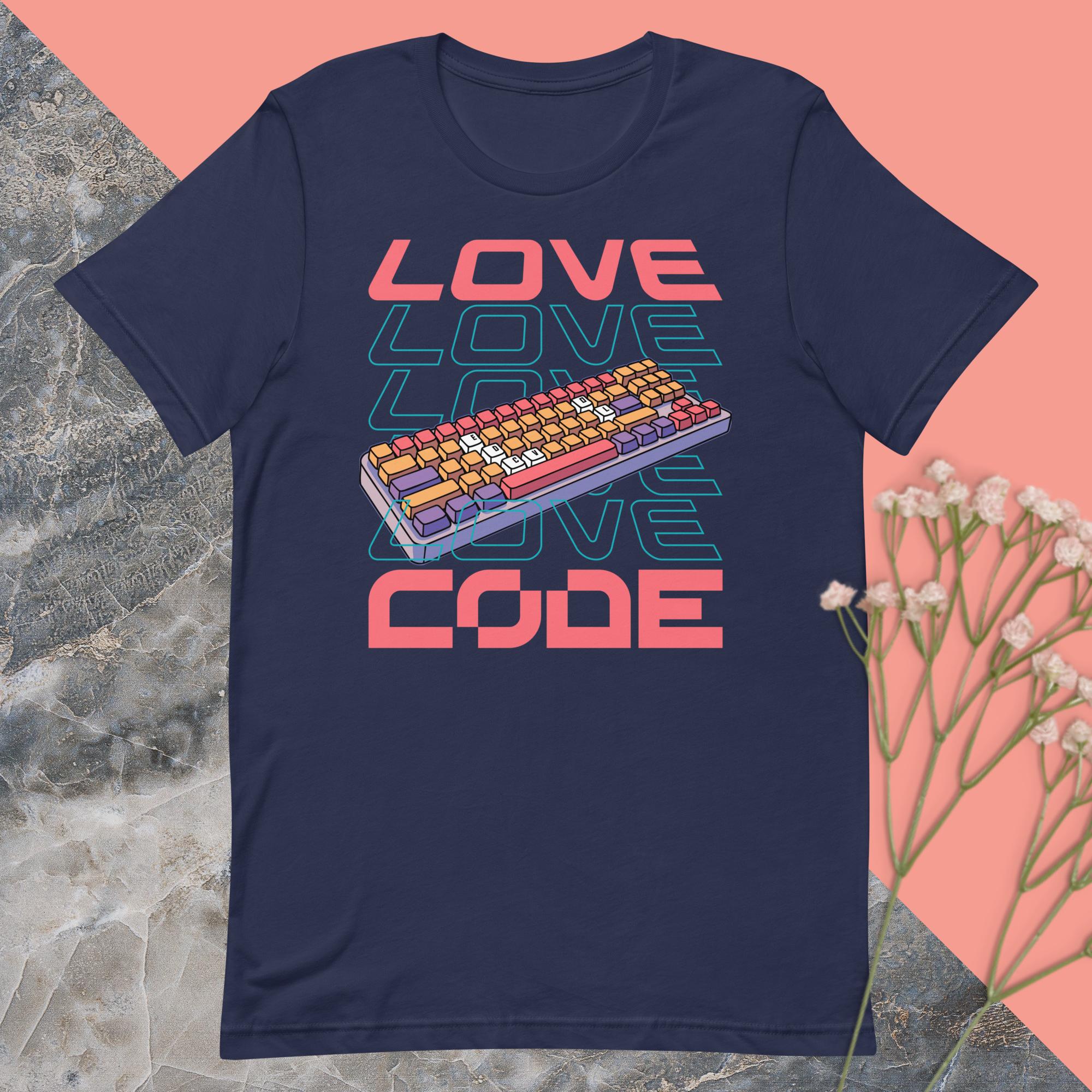 Code Love: Illuminated Keyboard Design T-Shirt - Emergence Forge