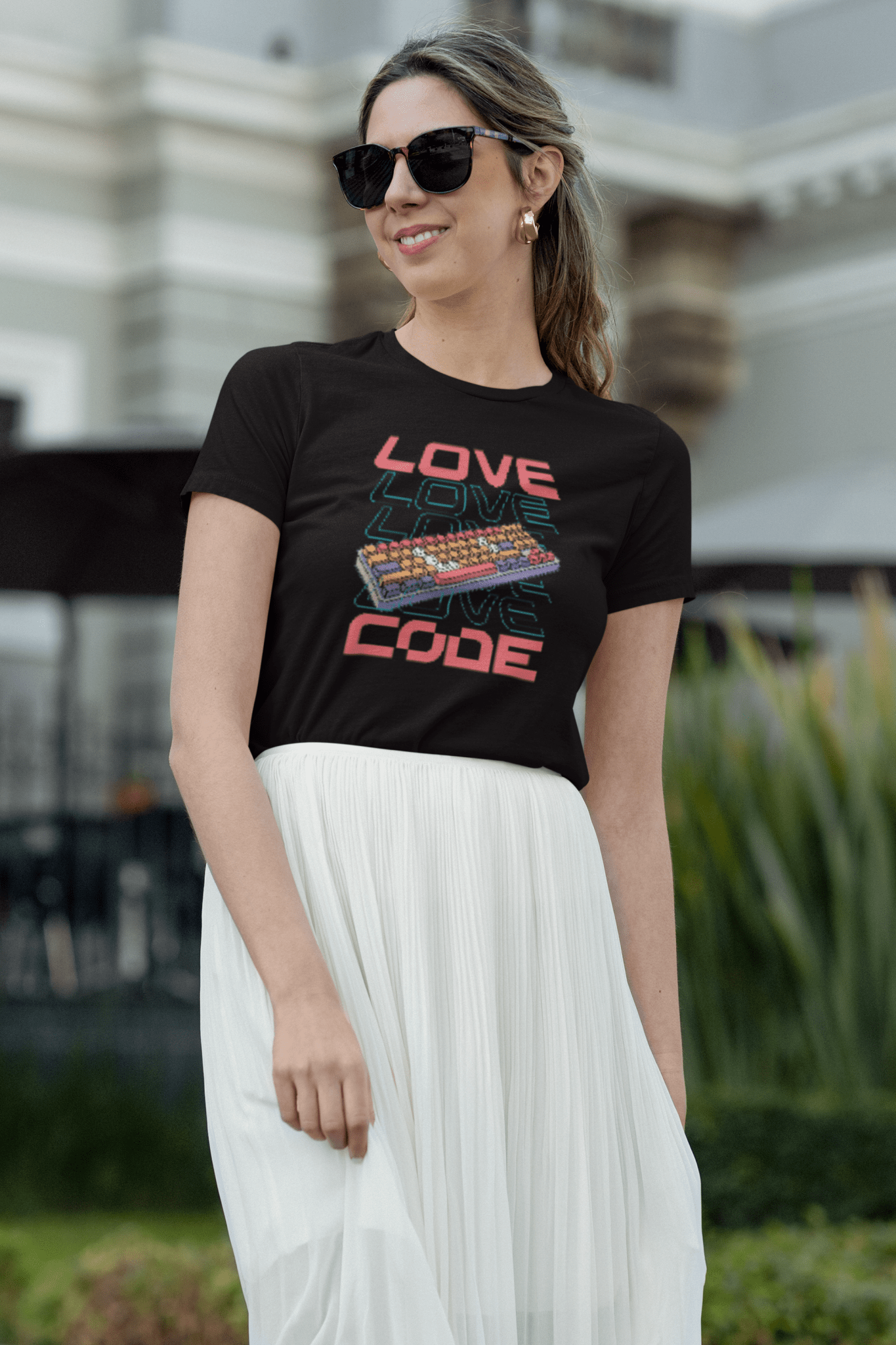 Code Love: Illuminated Keyboard Design T-Shirt - Emergence Forge