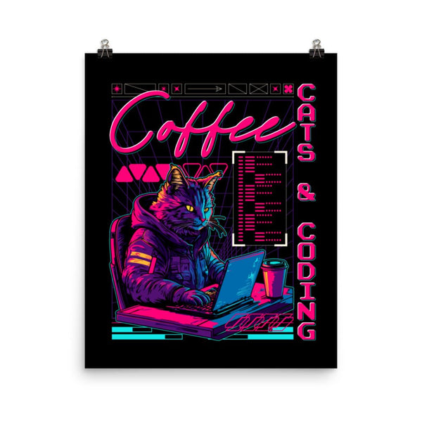 Coffee, Cats, Coding Poster - Emergence Forge