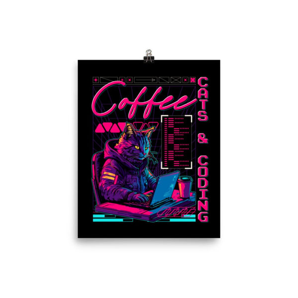 Coffee, Cats, Coding Poster - Emergence Forge