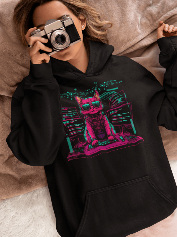 Cute Cat Coding Expert - Programming Feline Tech Design Hoodie - Emergence Forge