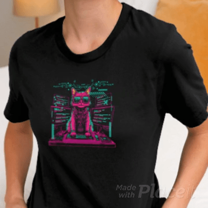 Cute Cat Coding Expert - Programming Feline Tech Design T-shirt - Emergence Forge