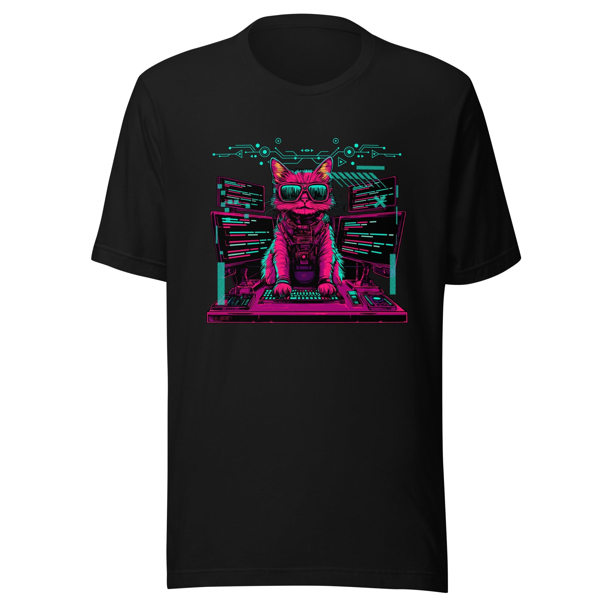 Cute Cat Coding Expert - Programming Feline Tech Design T-shirt - Emergence Forge