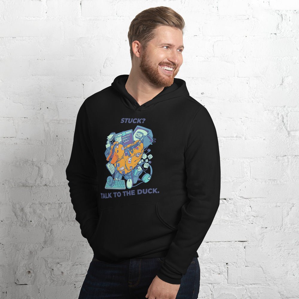 🦆 Debug with the Cyber Duck! - Your Digital Companion for Problem - Solving Unisex Pull - over Hoodie | Bella Canvas 3719 - Emergence Forge